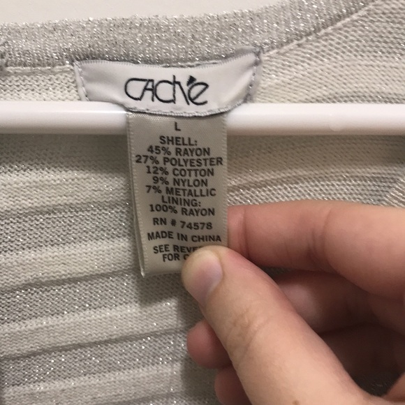 Cache Silver Sparkly Midi Sweater Dress Size L NWT - Picture 5 of 9